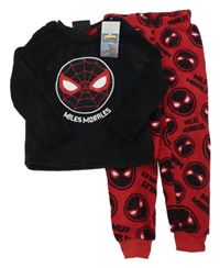 Nové - Černo-červené chlupaté pyžamo se Spidermanem M&S