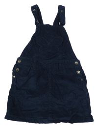 Tmavomodré manšestrové laclové šaty s motýlem Vertbaudet