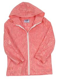 Růžová krajková pogumovaná bunda s kapucí Y.d.