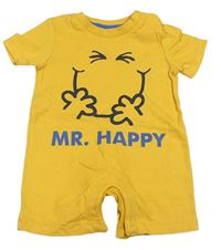 Žlutý bavlněný kraťasový overal Mr. Happy