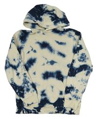 Béžovo-tmavomodrá batikovaná mikina s kapucí H&M