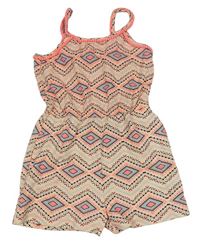 Světlerůžový vzorovaný bavlněný letní overal Matalan 