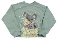 Modrošedá crop mikina s koalou H&M