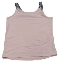 Světlerůžový crop top s nápisy C&A