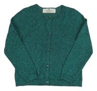 Tmavozelený třpytivý propínací svetr H&M