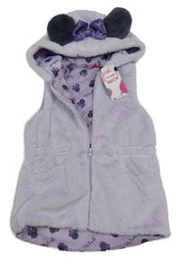 Nové - Fialová kožešinová podšitá vesta s kapucí - Minnie Disney