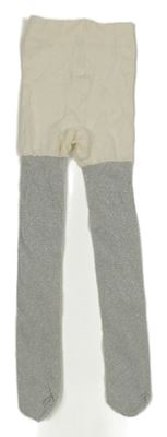 Stříbrno-smetanové silonové punčocháče 