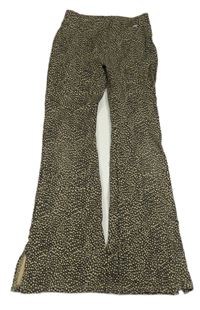 Černo-béžové puntíkované zvonové teplákové kalhoty WE 