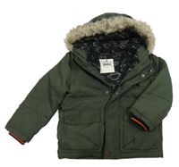 Khaki šusťáková zimní bunda s kapucí F&F