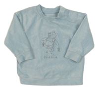 Světlemodrá sametová žebrovaná mikina s medvídkem Pú George