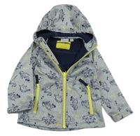 Šedá softshellová bunda s dinosaury a kapucí Impidimpi