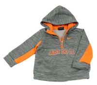 Šedo-oranžová sportovní mikina s logem a kapucí Nike