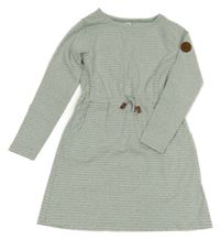 Světlezeleno-bílé pruhované šaty s páskem Yigga