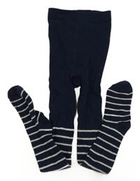 Tmavomodro-bílé pruhované punčocháče Topolino 