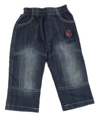 Tmavomodré šisované rifle s výšivkou 