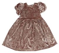 Růžové sametové lesklé šaty Little kids