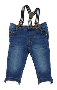 Tmavomodré teplákové rifle s odepínacími kšandami F&F