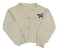 Smetanový propínací crop svetr s motýlkem S. Oliver 