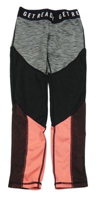 Šedo-černo-oranžové sportovní legíny s nápisy H&M
