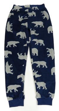 Petrolejové plyšové pyžamové kalhoty s medvídky Lily & Dan