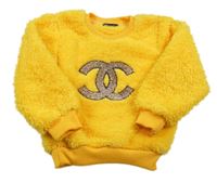 Žlutá chlupatá mikina s nášivkou Hijazi