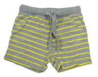 Šedo-neonově žluté pruhované teplákové kraťasy Lupilu