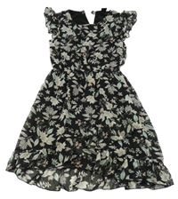 Černé šifonové květované šaty Y.F.K. 