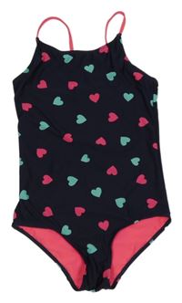 Tmavomodré srdíčkované jednodílné plavky H&M