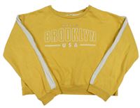 Okrová crop mikina s nápisem H&M