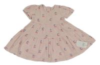 Nové - Světlerůžové plátěné šaty s třešničkami George