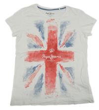 Bílé tričko s vlajkou Pepe Jeans