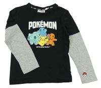 Černo-šedé triko s Pokémony