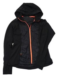 Černá šusťákovo/tepláková bundomikina s kapucí H&M