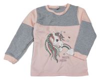 Šedo-světlerůžová mikina s jednorožcem Kiki&Koko
