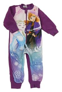 Borůvkovo-světlerůžovo-modrý fleecový overal s Frozen Disney
