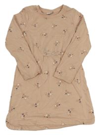 Pudrové teplákové šaty s hvězdičkami a mašlí Topolino