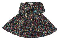 Černé manšestrové propínací šaty s obrázky 