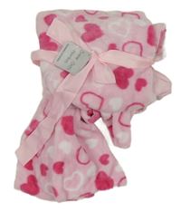 Nové - světlerůžová plyšová podšitá deka se srdíčky St. Bernard