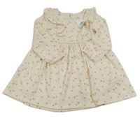 Nové - světlepudrové melírované úpletové šaty se srdíčky a volánky PRIMARK