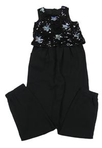 Černý kalhotový slavnostní overal s flitry a hvězdičkami M&S