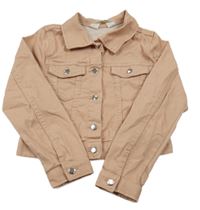 Pudrová tepláková riflová crop bunda s límečkem H&M