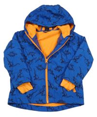 Cobaltově modrá softshellová bunda s dinosaury a kapucí Kiki&Koko