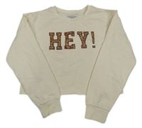 Smetanová crop mikina s nápisem s kamínky PRIMARK