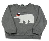 Tmavošedá melírovaná mikina s medvídkem Tchibo