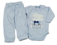 2Set - Světlemodré melírované body se sloníkem + tepláky