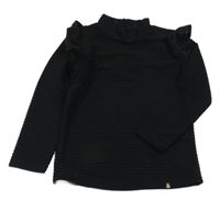 Černý pruhovaný/žebrovaný rolák s volánky EUROPE KIDS