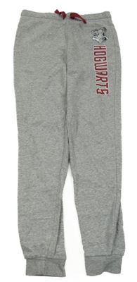 Šedé melírované tepláky s erbem a nápisem - Harry Potter