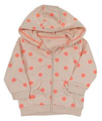 Nové - světlerůžová puntíkatá propínací mikina s kapucí M&S