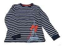 Tmavomodro-bílá pruhovaná mikina s Eiffelovou věží POCOPIANO