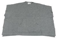 Šedé melírované svetrové pončo s kapsou ZARA